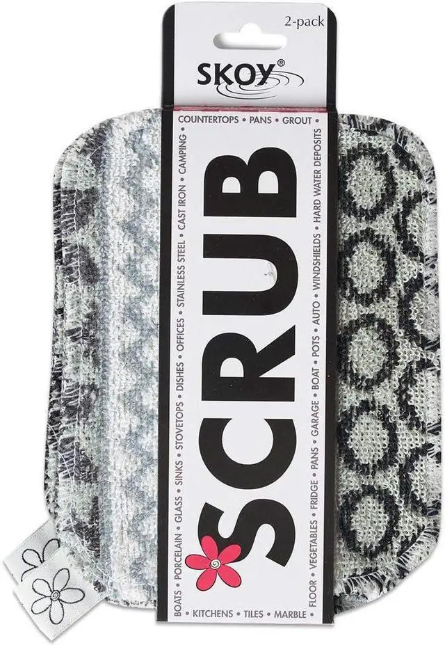 Main image of Skoy Scrub, 2-pack Reusable, Non-Scratching Dish Scrubber for Kitchen and Household Cleaning, Planet-Friendly, Dishwasher Safe Soft Scrub, Monochromatic Colors
