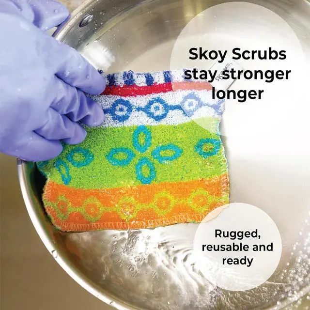 Alt view image 2 of 7 - Skoy Scrub, 2-pack Reusable, Non-Scratching Dish Scrubber for Kitchen and Household Cleaning, Planet-Friendly, Dishwasher Safe Soft Scrub, Monochromatic Colors
