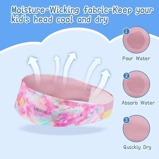 Alt view image 4 of 7 - Kids Sports Headbands for Girls Boys, Moisture Wicking Sweatbands | Lightweight, stretchy & non-slip cooling hairbands for kids, colorful design, for soccer, basketball, running, tennis, school