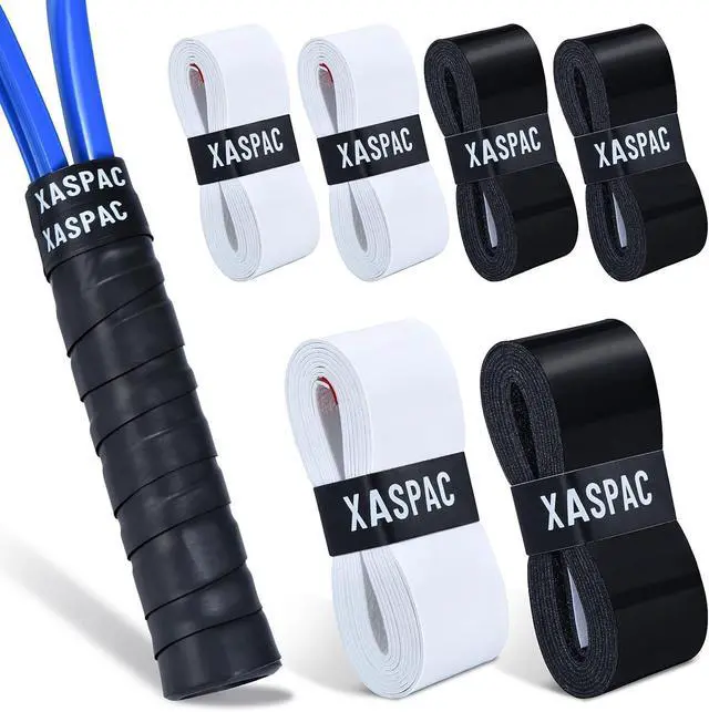 Main image of 6 Pack Premium Overgrip Tape for Tennis, Pickleball & Badminton - Absorbent Dry Feel, Anti-Slip PU Material, Pre-Cut for Easy Installation, Enhanced Control & Durability (Black/White)