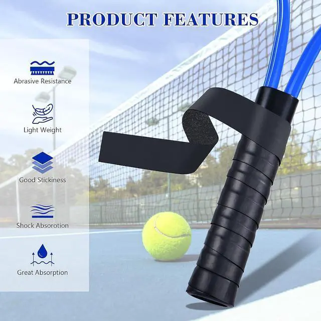 Alt view image 4 of 7 - 6 Pack Premium Overgrip Tape for Tennis, Pickleball & Badminton - Absorbent Dry Feel, Anti-Slip PU Material, Pre-Cut for Easy Installation, Enhanced Control & Durability (Black/White)