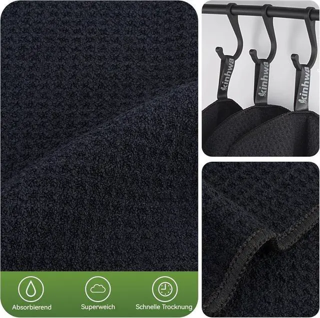 Alt view image 4 of 7 - KinHwa Waffle Microfiber Dish Cloths Black Kitchen Towels, Cleaning Cloth | Quick Dry Absorbent Dish Rags Dishcloths Barista Towels 8x8 Inch 6 Pack