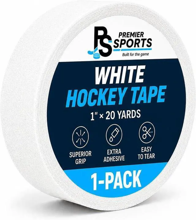 Main image of Premier Sports White Cloth Hockey Stick Tape 1" x 20 yd Strong Grip | Long-Lasting Adhesive Stick Tape for Hockey, Baseball, Lacrosse & Softball Pro Grade