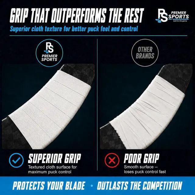 Alt view image 3 of 6 - Premier Sports White Cloth Hockey Stick Tape 1" x 20 yd Strong Grip | Long-Lasting Adhesive Stick Tape for Hockey, Baseball, Lacrosse & Softball Pro Grade