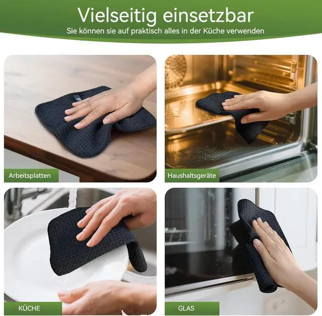Alt view image 7 of 7 - KinHwa Waffle Microfiber Dish Cloths Black Kitchen Towels, Cleaning Cloth | Quick Dry Absorbent Dish Rags Dishcloths Barista Towels 8x8 Inch 6 Pack