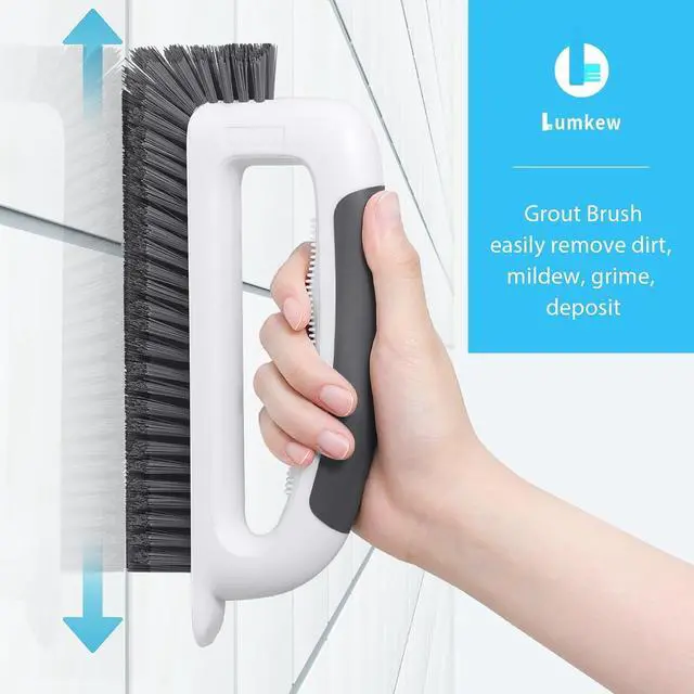 Alt view image 2 of 7 - Lumkew Grout Cleaning Brush Cleaner for Floors Tile, Black, 1 Pcs | V Shape, Stiff Bristle, Grout Scrubber Bathroom Shower Corner