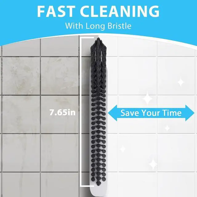 Alt view image 3 of 7 - Lumkew Grout Cleaning Brush Cleaner for Floors Tile, Black, 1 Pcs | V Shape, Stiff Bristle, Grout Scrubber Bathroom Shower Corner