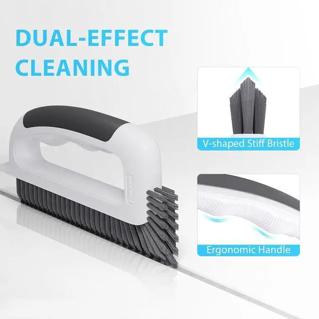 Alt view image 4 of 7 - Lumkew Grout Cleaning Brush Cleaner for Floors Tile, Black, 1 Pcs | V Shape, Stiff Bristle, Grout Scrubber Bathroom Shower Corner