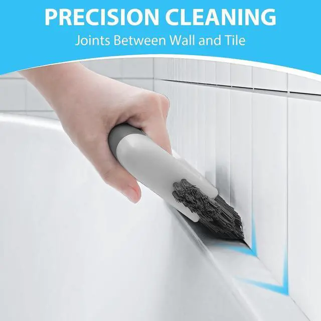 Alt view image 5 of 7 - Lumkew Grout Cleaning Brush Cleaner for Floors Tile, Black, 1 Pcs | V Shape, Stiff Bristle, Grout Scrubber Bathroom Shower Corner