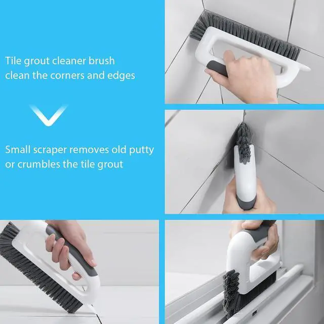 Alt view image 6 of 7 - Lumkew Grout Cleaning Brush Cleaner for Floors Tile, Black, 1 Pcs | V Shape, Stiff Bristle, Grout Scrubber Bathroom Shower Corner
