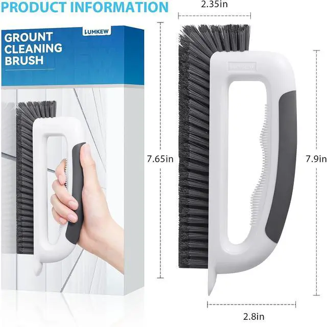 Alt view image 7 of 7 - Lumkew Grout Cleaning Brush Cleaner for Floors Tile, Black, 1 Pcs | V Shape, Stiff Bristle, Grout Scrubber Bathroom Shower Corner