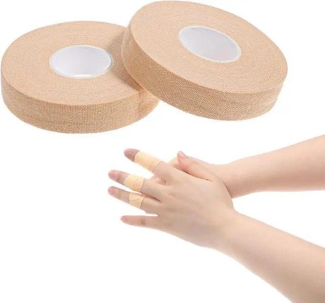 Main image of 2 Rolls Finger Tape, Extra Strong Adhesive 0.6-Inch x 32-feet Athletic Tape for Fingers, Hands, & Toes, Rock Climbing Tape, Skin-Friendly Sports Tape for Outdoor Sports Climbing Football (Skin Color)