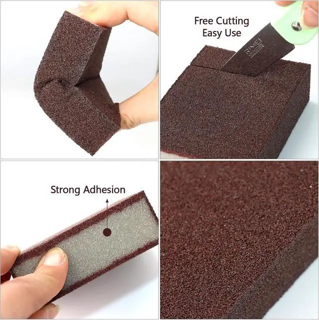 Alt view image 3 of 7 - 6 Pack Magic Carborundum Sponge with 1 Handle Rust Scrubber for Cookware | High Density Emery Pads Remove Burnt Grease Grime on Pots Pans Sinks Grills Stovetops Kitchen Bathroom Surfaces, Metal Tools