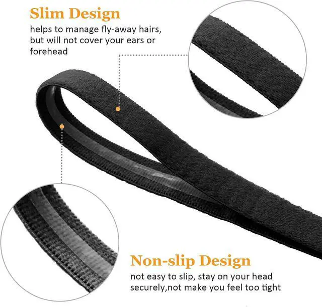Alt view image 2 of 7 - WILLBOND 12 Pcs Thin Sport Elastic Headband Non Slip Skinny Athletic Exercise Hairband Women Men Silicone Grip Hair Sweatband Yoga Workout Running Football Basketball Soccer Tennis(Black)