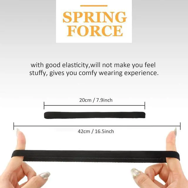 Alt view image 3 of 7 - WILLBOND 12 Pcs Thin Sport Elastic Headband Non Slip Skinny Athletic Exercise Hairband Women Men Silicone Grip Hair Sweatband Yoga Workout Running Football Basketball Soccer Tennis(Black)