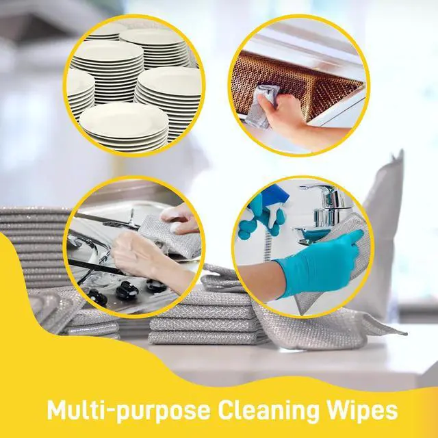 Alt view image 5 of 7 - 10 PCS New Upgrade 3-Layer Metal Dish Cloth,Non Scratch Wire Dishcloth,Steel Wool Scrubber,Kitchen Cleaning DishRags,Sinks,Dishes,Stove Top.