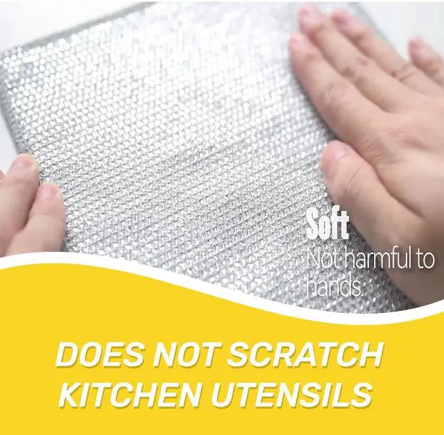 Alt view image 3 of 7 - 10 PCS New Upgrade 3-Layer Metal Dish Cloth,Non Scratch Wire Dishcloth,Steel Wool Scrubber,Kitchen Cleaning DishRags,Sinks,Dishes,Stove Top.