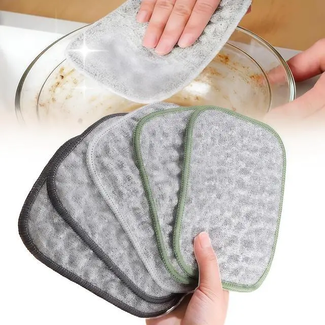 Main image of Double Side Non Scratch Wire Dishcloths,Reusable Wet and Dry Wire Dishwashing Rags for Kitchen,Sinks,Pots,Pans (5pcs)