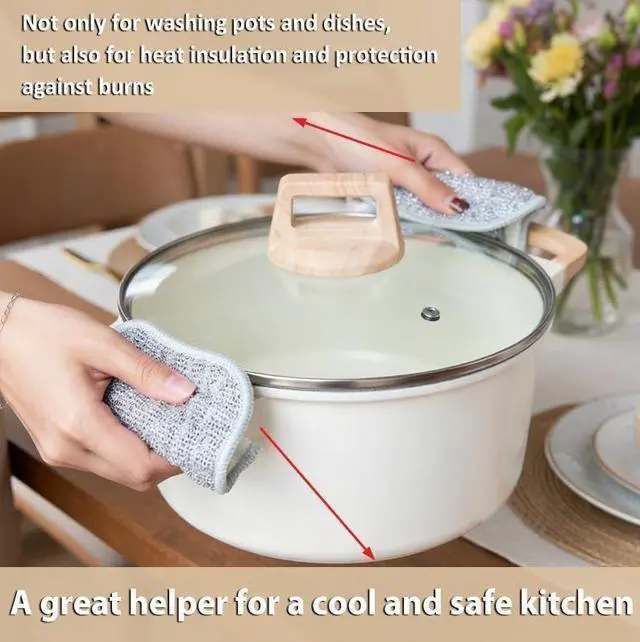Alt view image 6 of 7 - Double Side Non Scratch Wire Dishcloths,Reusable Wet and Dry Wire Dishwashing Rags for Kitchen,Sinks,Pots,Pans (5pcs)