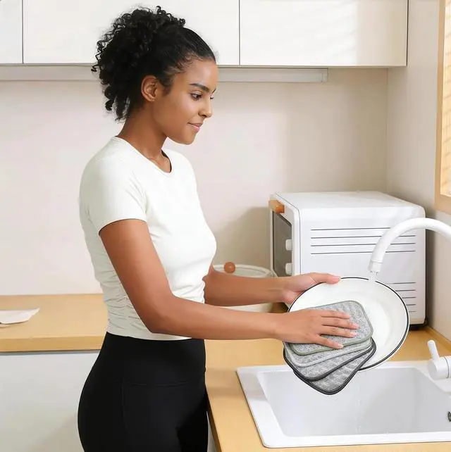 Alt view image 4 of 7 - Double Side Non Scratch Wire Dishcloths,Reusable Wet and Dry Wire Dishwashing Rags for Kitchen,Sinks,Pots,Pans (5pcs)