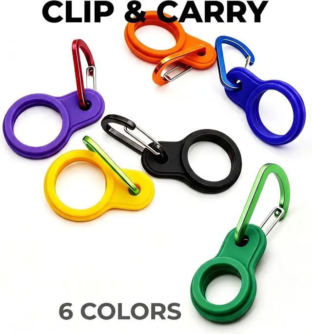 Alt view image 2 of 7 - 6 Pcs Silicone Water Bottle Buckle with Carabiner Clip Portable Secure Bottle Holder Water Bottle Hanging Rings Silicone Water Bottle Buckle Portable Hiking Camping Water Bottle Accessories
