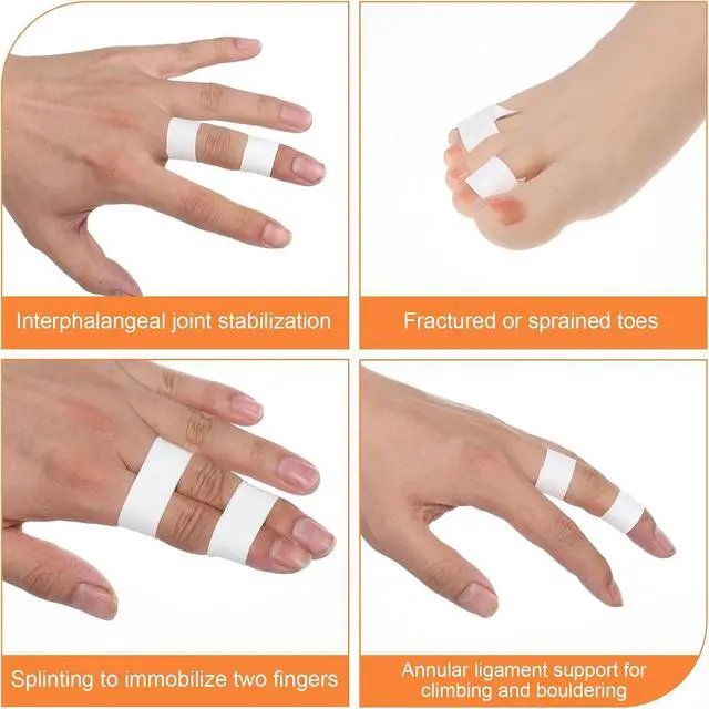 Alt view image 3 of 7 - 0.6'' x 32.8 feet Athletic Tape for Fingers Toes Hands 2 Rolls Finger Tape Sweat-Proof Sports Cotton Tapes for Rock Climbing Volleyball Tapes Football (White)