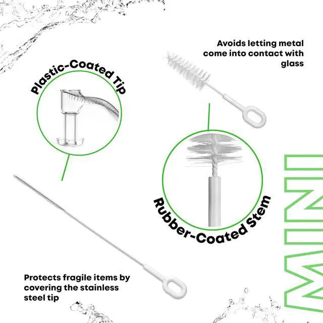 Alt view image 5 of 7 - Pipe Perfect Mini Brush Set 7-Piece Precision Cleaning Kit for Small & Hard-to-Reach Areas | Micro Detail Brushes for Glass, Metal & Silicone | Scratch-Safe, Durable & Reusable (Mini Pack)
