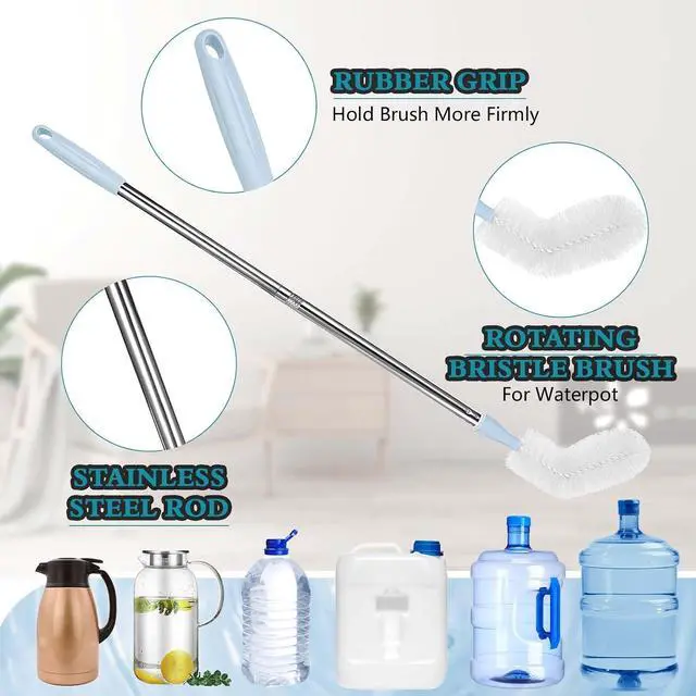 Alt view image 3 of 6 - 2-Pack 28 Long Bottle Brush, 3 and 5 Gallon Bottle Cleaning Brush, Water Bottle Brush with Bendable Replacement Brush Head, Nylon Bristles and Stainless Steel Handle Bucket Cleaning Brush