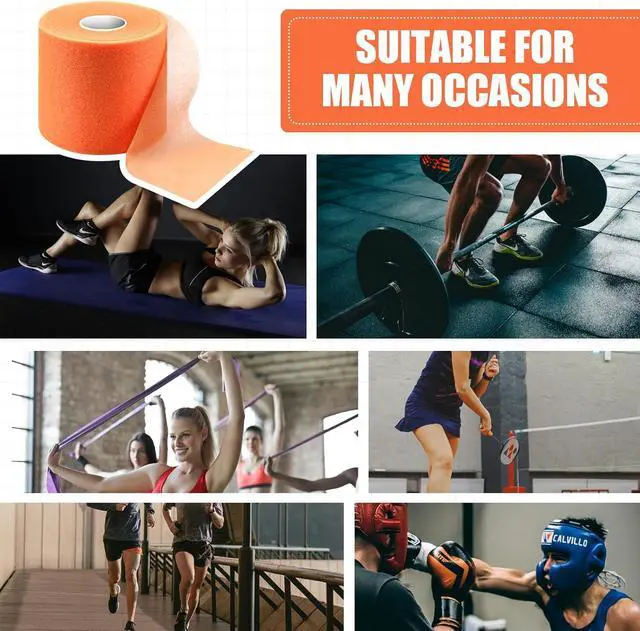 Alt view image 4 of 7 - 2.75 Inch 30Yard Orange Athletic PreWrap Tape | Foam underwrap for hair styling and safeguarding ankles, wrists, knees during soccer.