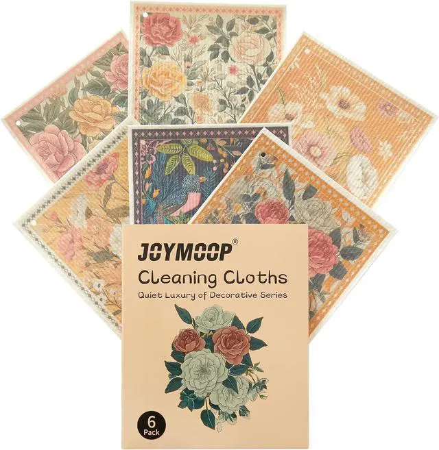 Main image of JOYMOOP 6 Pack Dishcloths for Kitchen, Reusable Absorbent Non-Scratch Cleaning Cloths, Washable Quick-Drying Rags for Cookware and Household, 6.7×7.9 Inch