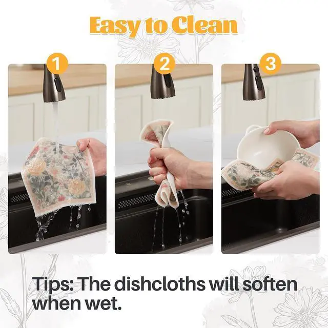 Alt view image 3 of 7 - JOYMOOP 6 Pack Dishcloths for Kitchen, Reusable Absorbent Non-Scratch Cleaning Cloths, Washable Quick-Drying Rags for Cookware and Household, 6.7×7.9 Inch