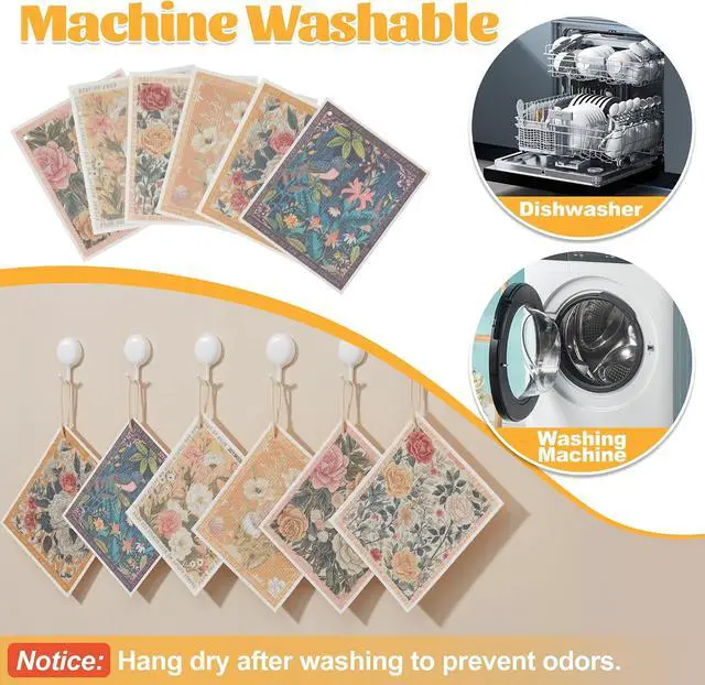 Alt view image 6 of 7 - JOYMOOP 6 Pack Dishcloths for Kitchen, Reusable Absorbent Non-Scratch Cleaning Cloths, Washable Quick-Drying Rags for Cookware and Household, 6.7×7.9 Inch