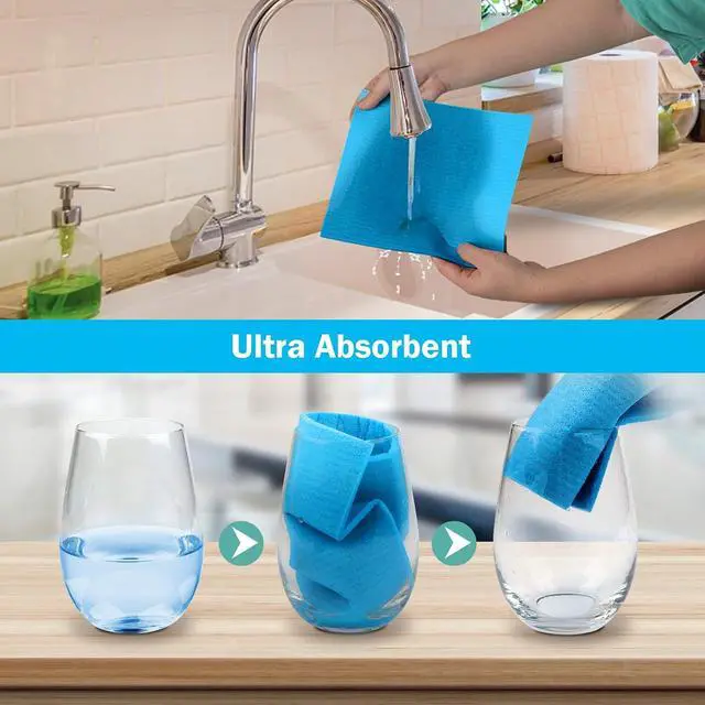 Alt view image 4 of 7 - HOMEXCEL Swedish Dishcloths for Kitchen, 20 Pack Reusable Sponge Dish Cloth for Kitchen and Cleaning Counters, Super Absorbent Paper Towels (Blue/White/Pink)