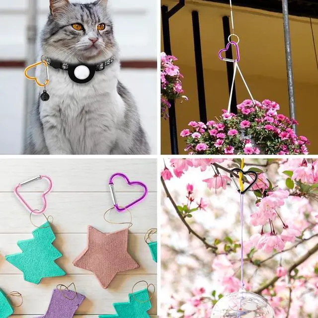 Alt view image 3 of 7 - Ouligay 10pcs Cute Heart Shaped Carabiner Star Carabiner Heart Shaped Backpack Clips Key Ring Clip Heart Keychain Clip for Dog Leash Water Bottle Holder Snap Clips Keys