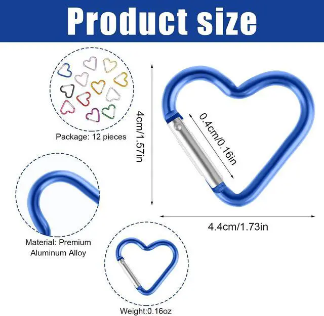 Alt view image 4 of 7 - Ouligay 10pcs Cute Heart Shaped Carabiner Star Carabiner Heart Shaped Backpack Clips Key Ring Clip Heart Keychain Clip for Dog Leash Water Bottle Holder Snap Clips Keys