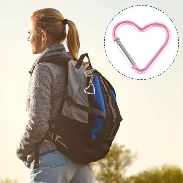 Alt view image 6 of 7 - Ouligay 10pcs Cute Heart Shaped Carabiner Star Carabiner Heart Shaped Backpack Clips Key Ring Clip Heart Keychain Clip for Dog Leash Water Bottle Holder Snap Clips Keys