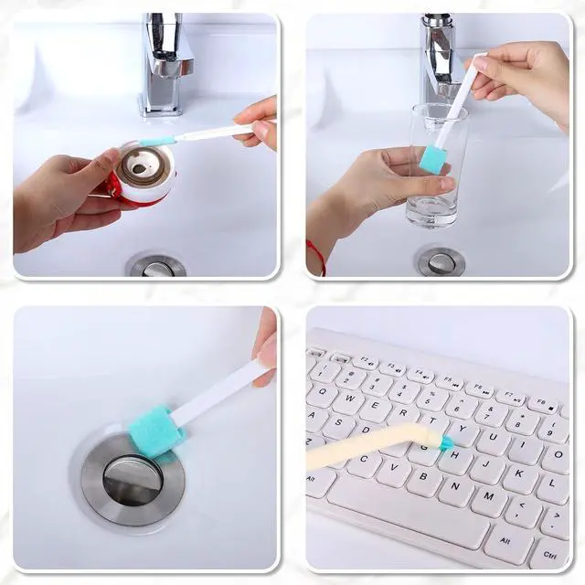 Alt view image 4 of 7 - 16 Pcs Small Household Cleaning Brushes Detail Crevice Cleaner Brush | Crevice Cleaning Tool 8 in 1 Cleaner Brush for Small Holes Corner Space Keyboard Bottle Tile