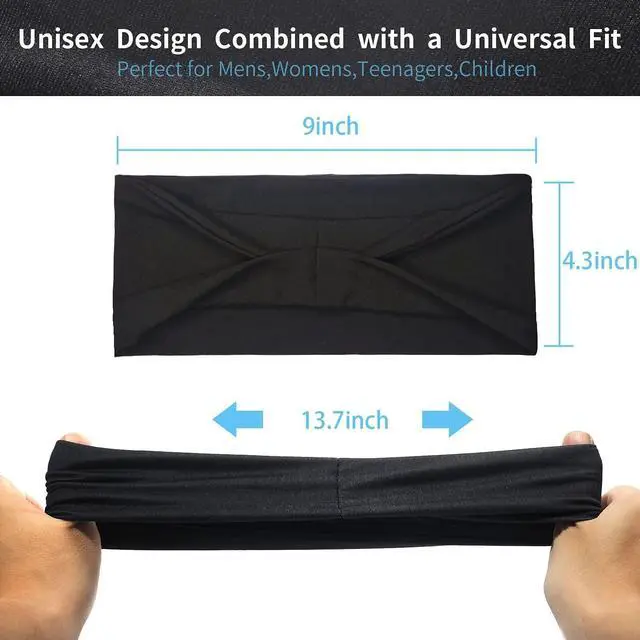 Alt view image 3 of 6 - Black Workout Headbands for Women and Man Sports Running Soft Hair Bands for Women's Hair Exercise Yoga Head Band