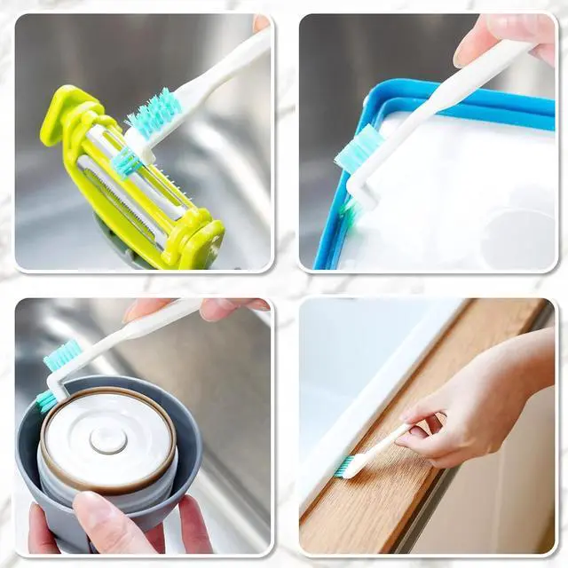 Alt view image 7 of 7 - 16 Pcs Small Household Cleaning Brushes Detail Crevice Cleaner Brush | Crevice Cleaning Tool 8 in 1 Cleaner Brush for Small Holes Corner Space Keyboard Bottle Tile