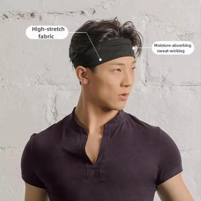 Alt view image 5 of 6 - Black Workout Headbands for Women and Man Sports Running Soft Hair Bands for Women's Hair Exercise Yoga Head Band