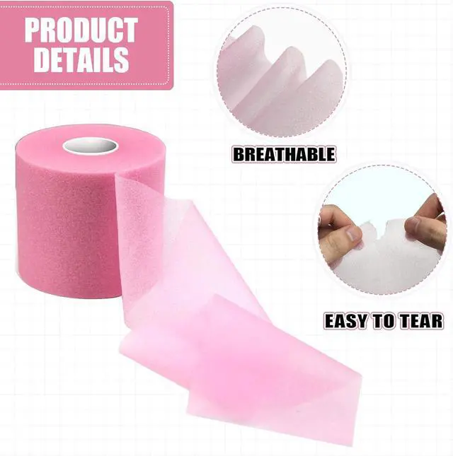Alt view image 3 of 7 - 2.75Inch 30Yard Pink Athletic PreWrap Tape | Flexible foam underwrap for hair styling and joint protection during soccer sports.
