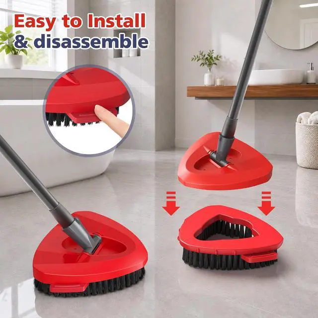 Alt view image 7 of 7 - Spin Mop Scrub Brush Head for O Ceda EasyWring 1-Tank System(Red) | Hard Bristle Scrubber Brush for Floor Cleaning Accessories (Not Fit for RinseClean 2-Tank-Blue Inner), 2 Pack