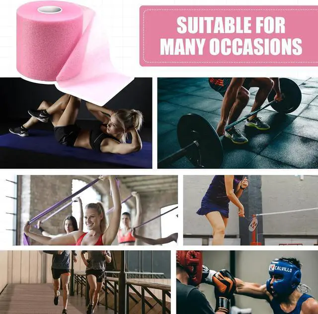 Alt view image 4 of 7 - 2.75Inch 30Yard Pink Athletic PreWrap Tape | Flexible foam underwrap for hair styling and joint protection during soccer sports.