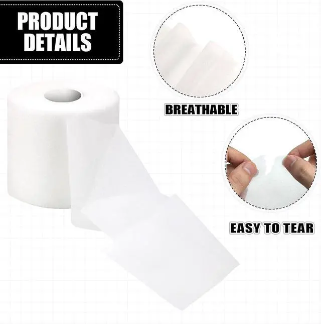 Alt view image 3 of 7 - 2.75Inch 30Yard White Athletic PreWrap Tape | Soft foam underwrap works for hair headbands and joint protection for soccersports.