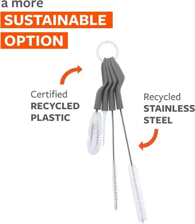 Alt view image 5 of 7 - Full Circle All-in-One Bottle Cleaning Multitool, Gray | A complete brush set that cleans bottles plus narrow & wide straws in one tool