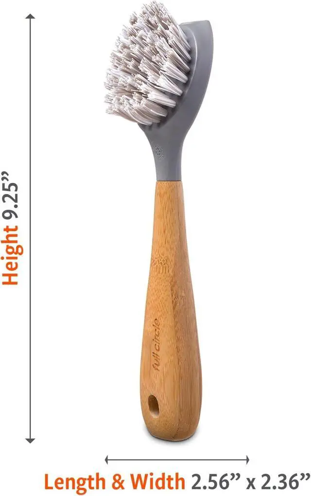 Alt view image 2 of 2 - Full Circle Skillet Strong Cast Iron Bamboo Dish Brush and Scraper | Durable and sustainable, made with recycled plasticscrubs dishes, pots, pans & cast iron with ease.