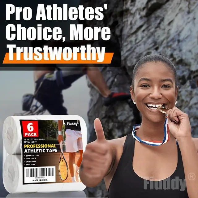 Alt view image 3 of 7 - Professional White Athletic Sports Tape, 6 Pack Wrist Ankle Tape | Easy Tear Strong Adhesion Gymnastics Tape for Soccer Football Boxing Hockey Baseball Climbing & Hands Fingers Injuries Wrap