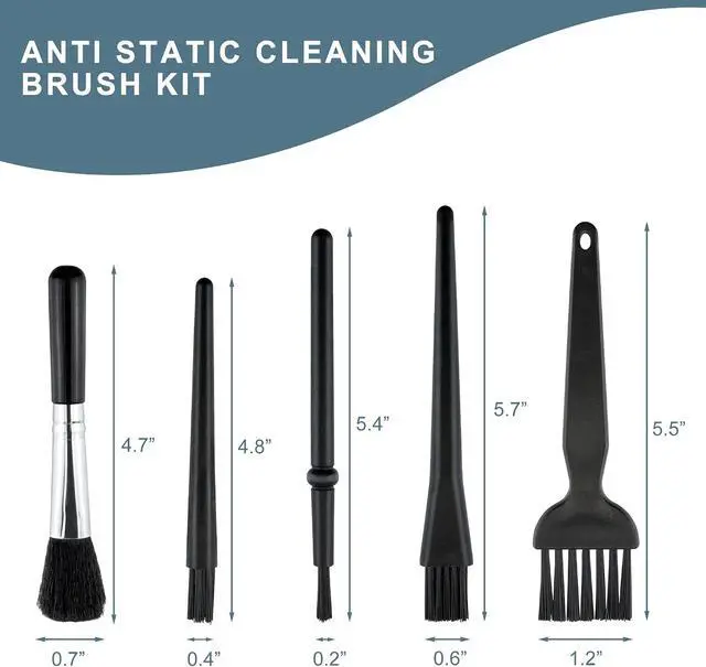 Alt view image 2 of 7 - 5 PCS Mini Keyboard Brushes, Anti-Static Brush for Small Spaces | 5 Different Types of Cleaning Brushes, Portable Nylon Bristle Brush, for Cleaning Small Crevices and Crannies