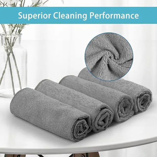 Alt view image 2 of 7 - HOMEXCEL 8PK Microfiber Cleaning Cloth, Cleaning Rags for Home, 11.5x11.5in | Reusable, Lint Free, Scratch-Free and Highly Absorbent Towels for Kitchen, Window and Glass, Cars, Grey