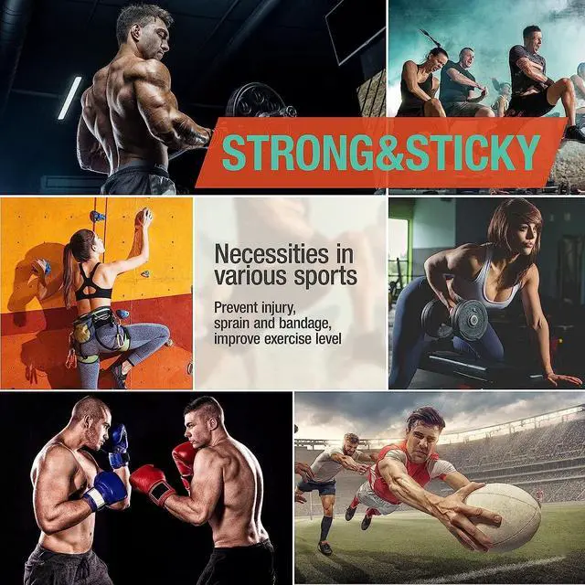 Alt view image 2 of 6 - (3 Pack) Black Athletic Sports Tape, Very Strong Easy Tear No Sticky Residue Tape for Athlete & Sport Trainers & First Aid Injury Wrap,Suitable for Bats,Tennis,Gymnastics & Boxing1.5in X 35ft